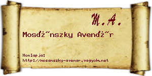 Mosánszky Avenár névjegykártya